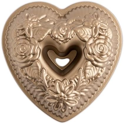 Nordic Ware Wildflower Heart Bundt, 6 Cup, Toffee