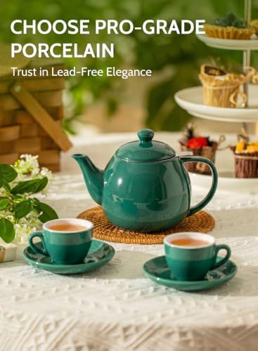 Sweese Porcelain Teapot 27 oz with Infuser for Loose Leaf Tea, Sage Green
