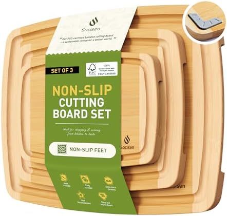 Bamboo Cutting Board Set Non Slip Feet Over Sink Tablas Para Picar Cocina Tabua Madeira Corte Carne Bambu Alimentos Cortar Madera Juego Regalos Cumpleaños Navidad Mujer Mama Abuela Hombre Papa