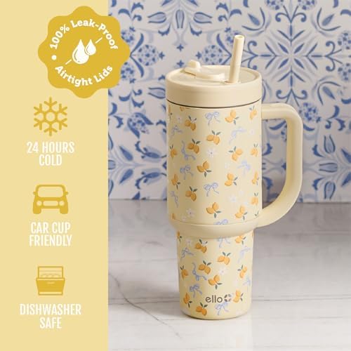 Ello Oasis 30oz Insulated Stainless Steel Tumbler with Straw, Main Squeeze