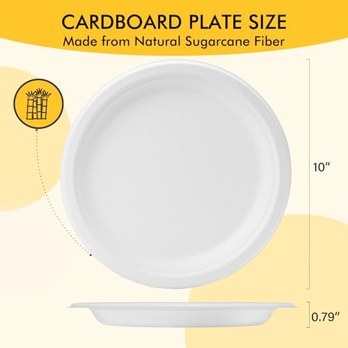 RACETOP Compostable Paper Plates 10 Inch [150 Pack]