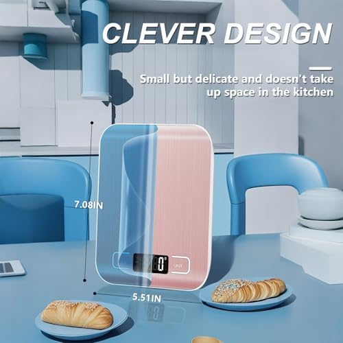 Food Scale, 11lb Kitchen Scale, 0.05oz/1g Weight Grams and Ounces, Pink