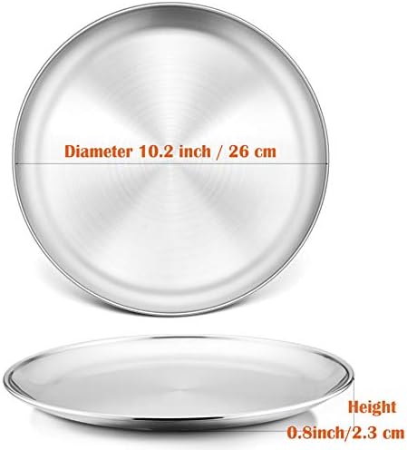P&P CHEF Pizza Pan Set of 2, 10 Inch Stainless Steel Pizza Tray, Silver