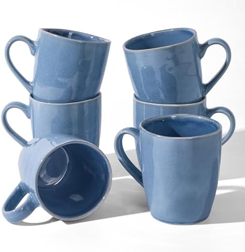 famiware Aurora Coffee Mugs, 14oz Mug Set of 6, Stoneware Cup with Handle