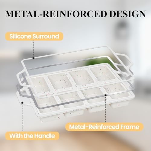 Metal Reinforced Silicone Mini Loaf Pan, 8-Cavity Nonstick Mini Bread Pans