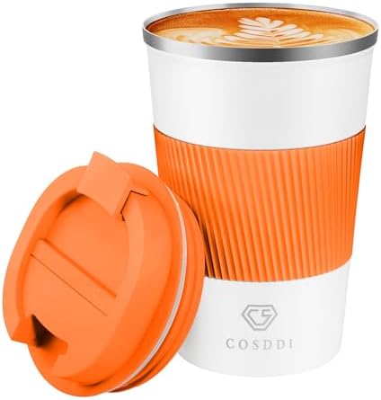 CS COSDDI 12 oz Coffee mug - Stainless Steel Coffee Cup with Leakproof Lid