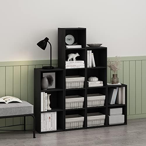 Furinno PASIR Book Shelf, 5-Tier Modern Bookshelf, Open Shelves Bookcase 9 x 12 x 52, Easy Assembly, for Living Room, Bedroom, Home Office, Blackwood