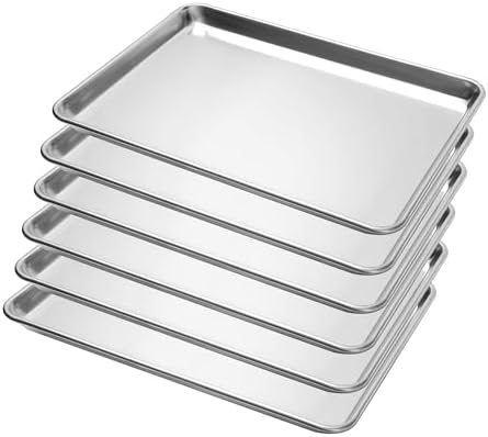 BIEAMA 6 Pack Half Size Baking Sheet Pan, Aluminum Commercial Pan 18" x 13"