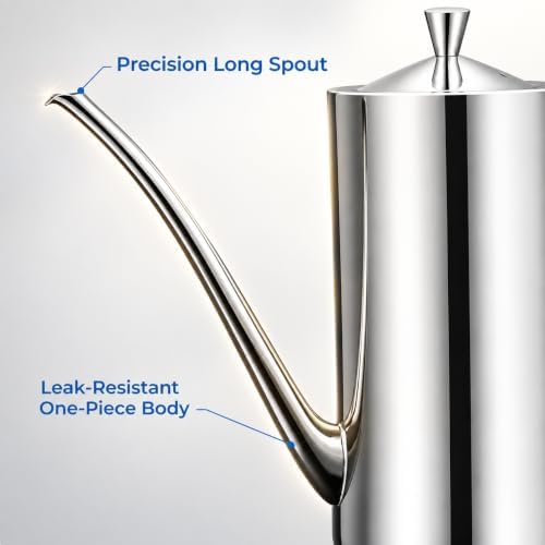 KSENDALO 500ml SUS304 Olive Oil Dispenser, Long Spout Stainless Steel Cruet