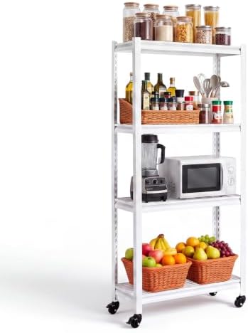 VEVOR Storage Shelves, 4-Tier Garage Shelving with Wheels 30 x 12 x 63 in