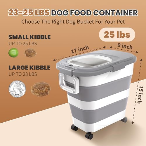 23-25Lbs Airtight Dog Food Storage Container,Collapsible Dog Food Container