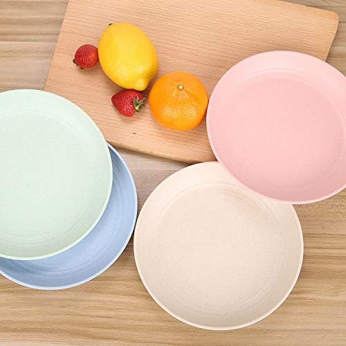 8.8 Inches Unbreakable Wheat Straw Plates - Reusable Plate Set - Dishwasher & Microwave Safe - Perfect for Dinner Dishes - Healthy, BPA Free & Eco-Friendly (8.8 Inches)