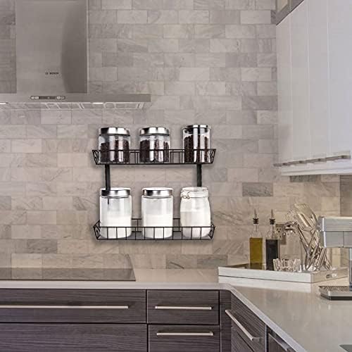 SWOMMOLY Wall Mount Spice Rack Organizer, 3-Tier Adjustable Dual-Use Shelf