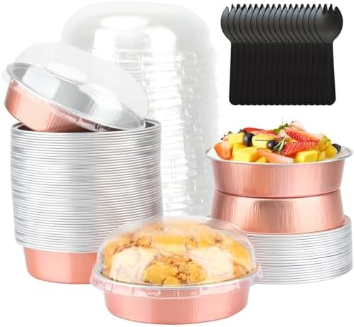 LNYZQUS 8oz Mini Pie Tins with Lids 50 Pack, 4 Inch Individual Cake Pans