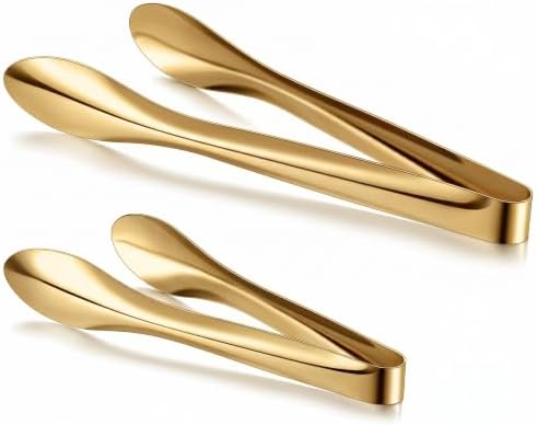 2 Pack Gold Polished Serving Tongs 9 Inch,12 Inch