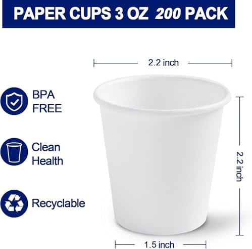Clawsoff 100 Pack 3 oz White Paper Cups Disposable Small Mouthwash Cups