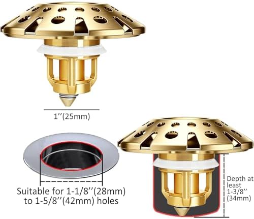 AzWzz Bathroom Sink Drain Strainer, 3 in 1 Pop Up Bathroom Sink Stopper