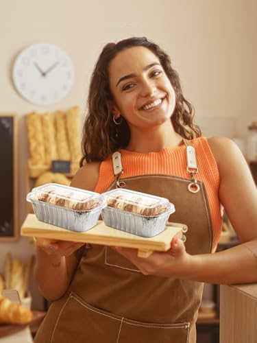 NEEBAKE 180 Pack 6x3.5x2 Disposable Aluminum Loaf Pans with Lids Small-Aluminum-Foil-Pans-Tin-Foil-Baking-Pans-Tin-Trays-Food-Containers-for-Baking-Cakes-Bread-Meat-Loaves