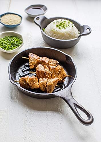 Lodge Pre-Seasoned Cast Iron Small Grill Pan, 6.5 Inches