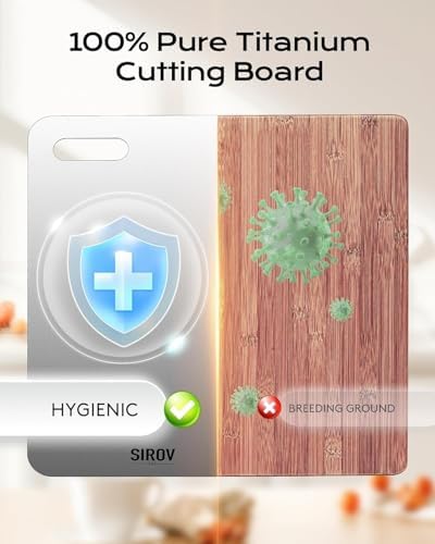 Katori Titanium Cutting Board, 100% Pure Titanium Cutting Boards For Kitchen, Best Non Toxic chopping board, Dishwasher safe, Hygiene and Durability for Meat, Fruit, and Vegetables (12.6L*8W)