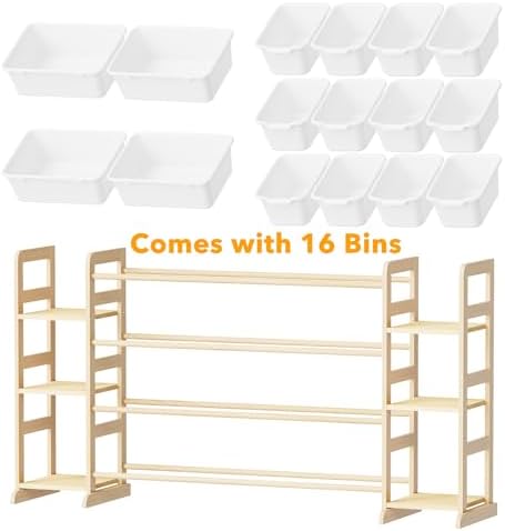 SpaceAid Toy Storage Organizer with 6 Shelves and 16 Bins, Toy Organizers Storage Bookshelf, Kids Bin Shelf Toys Box Bookcase for Bedroom Playroom Organization Room Decor, White