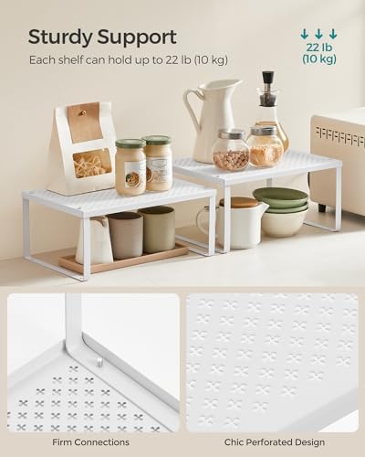 SONGMICS Set of 2 Metal Spice Racks, Stackable Expandable Shelf Risers