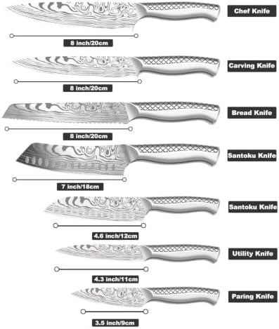 MOSFiATA Kitchen Knife Set 9 PCS with Foldable Roll Bag, Pro Stainless Steel 5Cr13MoV Ultra Sharp Santoku Knives with Honing Rod, Dishwasher Safe butcher Knife Set for Cooking Outdoor Travel
