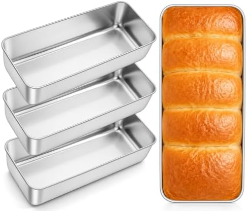 Leonyo 12x5IN Large Stainless Steel Loaf Pans for Baking Bread, 4 Pack