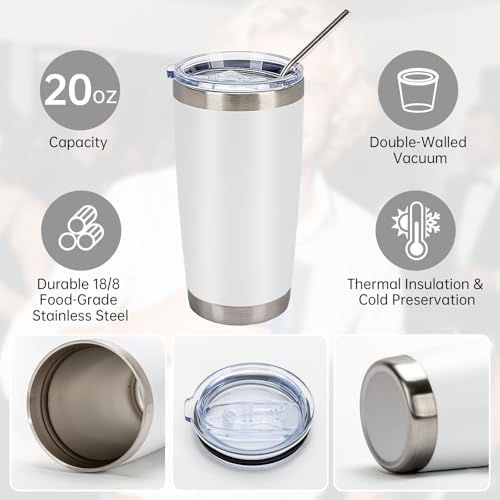 IEOVIEE 32 Pack 20oz Stainless Steel Insulated Bulk Tumblers with Lid&Straw