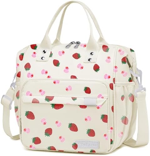 TuErCao Strawberry Cake Lunch Box for Women, Adult Insulated Lunch Bag for Work for Teacher Nurse Mom, Ladies Lunch Tote Bag, Loncheras para Mujer de Trabajo