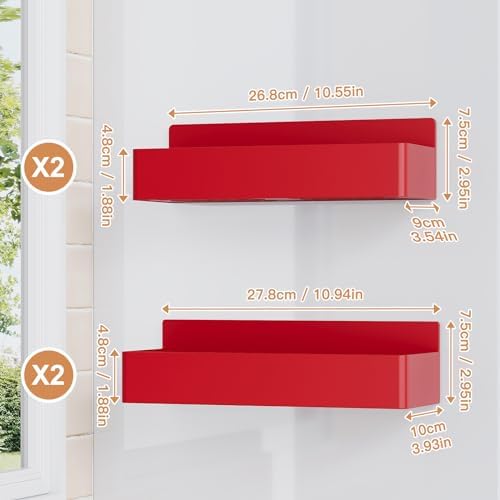 Mystozer Magnetic Spice Rack for Refrigerator Red, 4 Pack