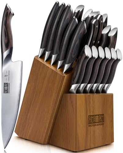 HOSHANHO 20PCS Knife Set, Ultra Sharp Japanese Kitchen Knife Set with Block