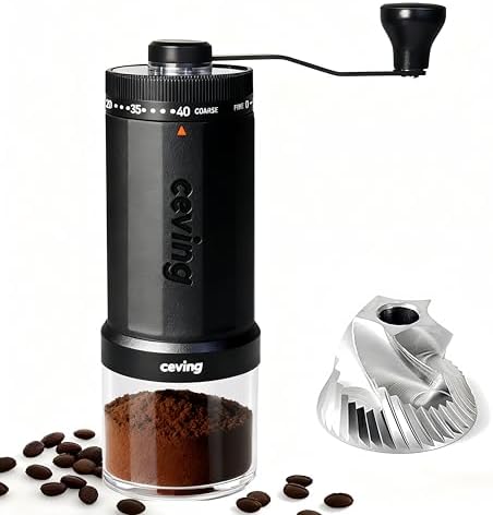 CEVING World's First 60g Large Capacity Manual Coffee Grinder, Black