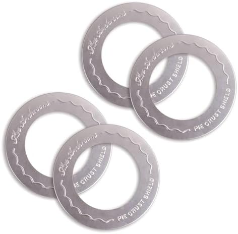 Mrs. Anderson's Baking Individual Pie Crust Protector Shields, Set Of 4, For Mini Pies And Pot Pies, Fits Up To 5-Inch Pie Plates, Prevents Over-Browning And Spills