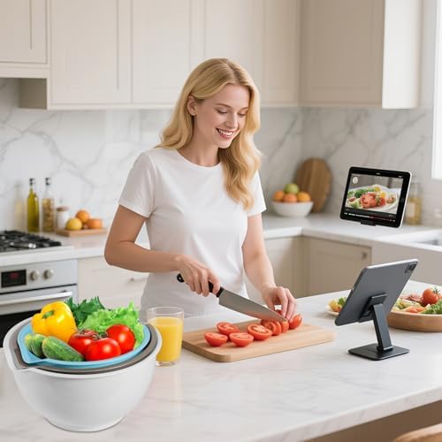 3pcs Mixing Bowls with Pour Spout-Nesting Design Saves Space - Non-Slip, BPA Free, Dishwasher Safe Plastic - Kitchen Cooking and Baking Supplies (White)
