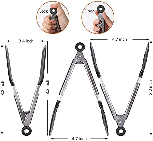 7 inch Mini Silicone Serving Tongs with Silicone Tips Set of 3
