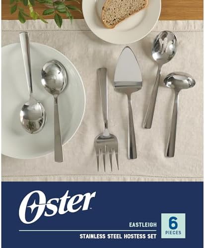 Oster Eastleigh 6-Piece Stainless Steel Hostess Set, Flatware Serving Utensil Set for Parties and Dinners, Rust-Resistant, Dishwasher Safe