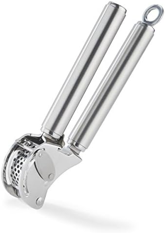 Rösle 12895 Stainless Steel Garlic & Ginger Press with Scraper for Effortless Mincing with Easy Cleanup, 13-inch