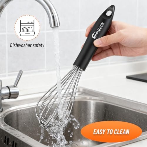 NileHome Whisk 10" Kitchen Whisk,Black Silver