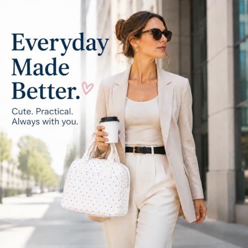 LOVELYWIND Lunch Box for Women, Insulated Lunch Bag, Colorful Polka Dot