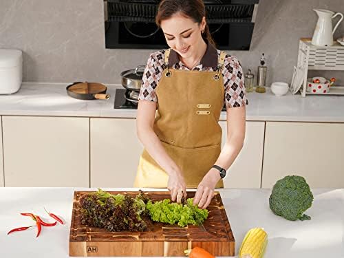 AZRHOM Acacia End Grain Wood Cutting Board 20x15x2 In Thick Butcher Block