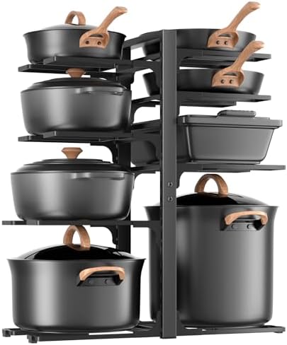 LAMU 8-Tier Heavy Duty Pots and Pans Organizer under Cabinet, 20.8" H