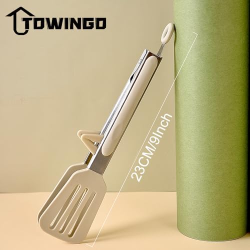 9" Kitchen Tongs for cooking with Silicone Tips, 3Pcs Serving Tongs, White