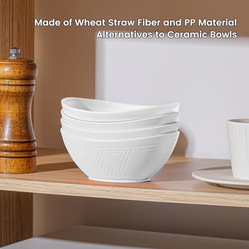 Wheat Straw Bowls Dessert Bowl 10 OZ - 5 Inch | Unbreakable Small Bowl Set, Microwave and Dishwasher Safe Mini Bowls for Appetizer, Dessert 4 PCS (White)
