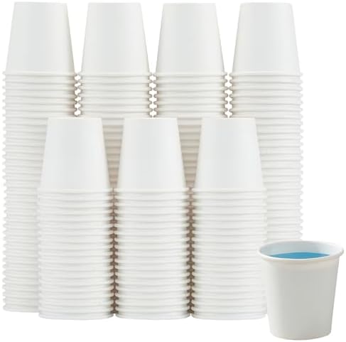 Clawsoff 100 Pack 3 oz White Paper Cups Disposable Small Mouthwash Cups