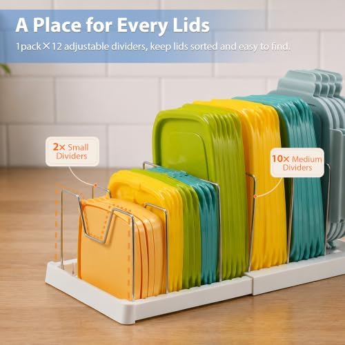 1 Pack Expandable Pot and Pan Organizers, 12 Adjustable Dividers
