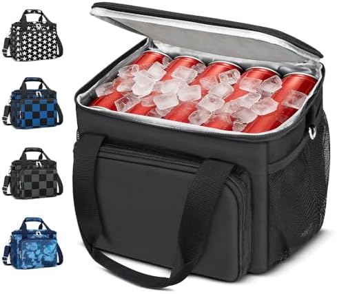Coobiiya Insulated Lunch Box for Men & Women, Leakproof Lunch Bag Cooler Bag with 4 Pockets,Heavy Duty Lunch Bags Men Cooler Bags for Camping, Travel, Work Kayaking & Beach