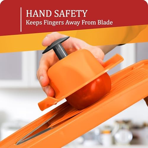Borner by Reston Lloyd Food Safety Holder for Mandoline Slicers, Cutters & Graters, Protective Finger Guard for Safe Slicing & Grating, Made in Germany, Orange
