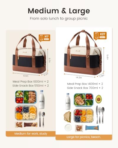 LOVEVOOK Insulated Lunch Box for Women Men, Expandable Leakproof Tote