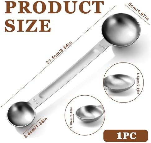 Double Sided Measuring Spoon Stainless Steel Coffee Scoop Teaspoon Measuring Spoon 1 Tsp (5ml) & 1 Tbsp (15ml) Dual-Measure Long-Handle Spoons Coffee Measurings Spoons (Sliver)